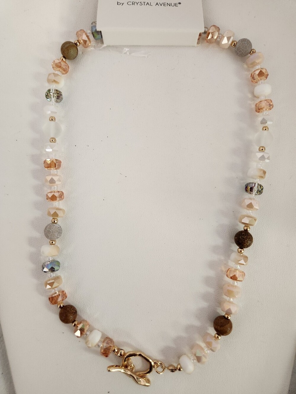 Peach and White Beaded Necklace